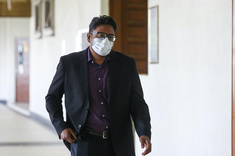 Jepak Holdings Sdn Bhd business partner Rayyan Radzwill Abdullah is pictured at the Kuala Lumpur High Court August 4, 2020. — Picture by Yusof Mat Isa