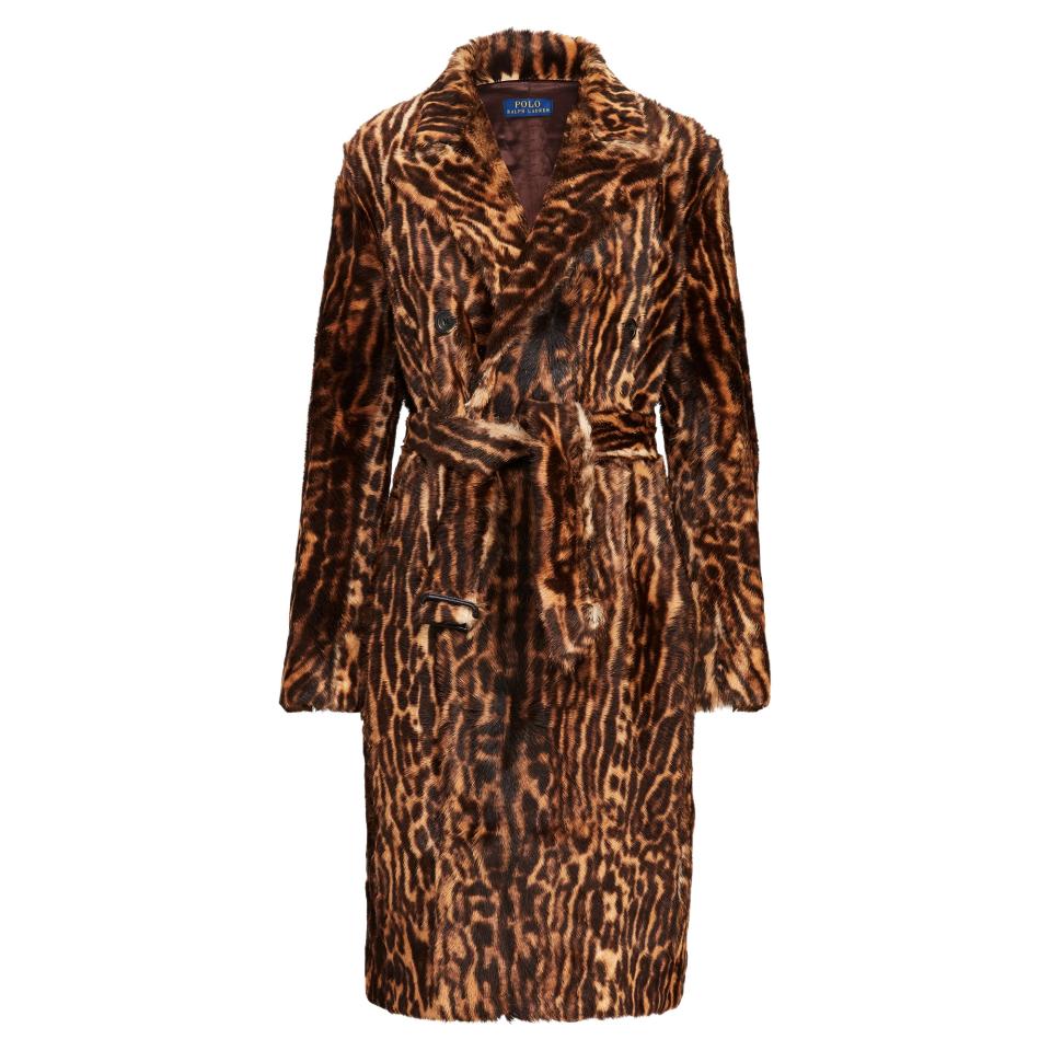 Leopard-Print Haircalf Coat