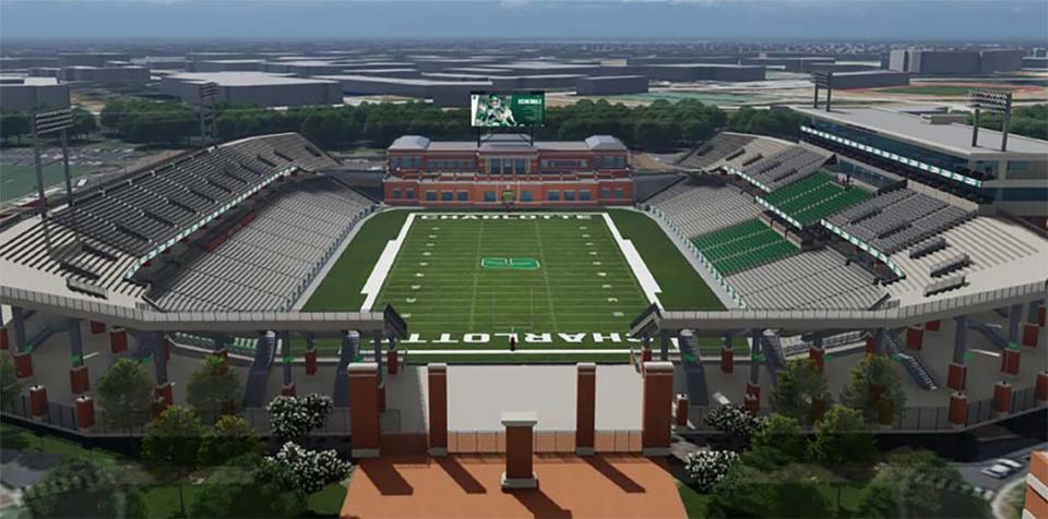 Artist rendering for what the expanded Charlotte 49ers football stadium may look like.