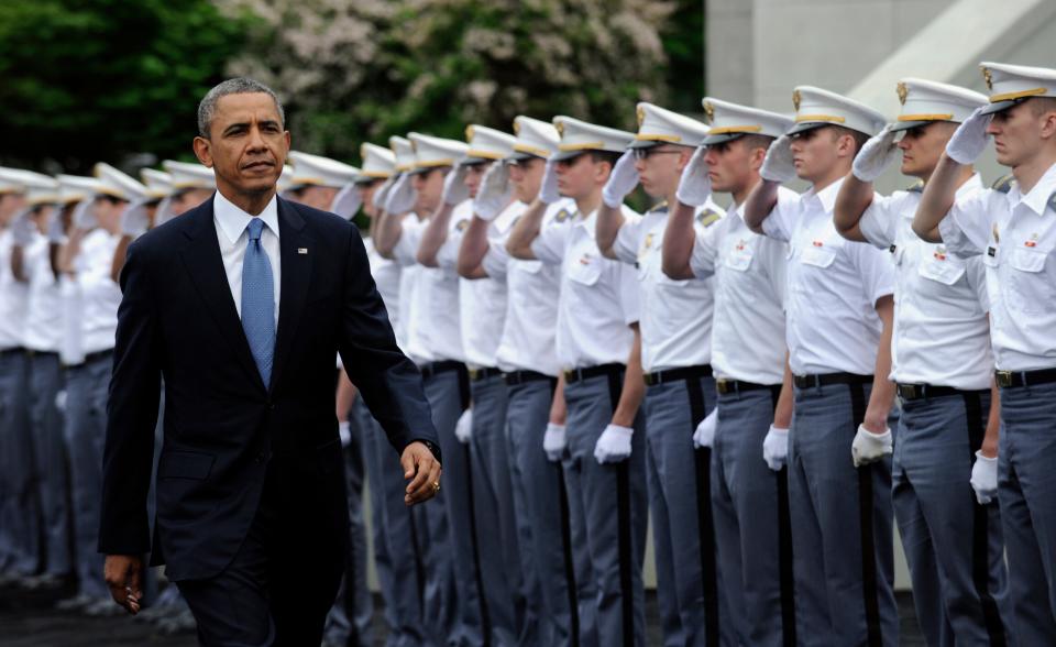 President Barack Obama arrives to deliver the commencement address to the U.S. Military Academy's Class of 2014 on Wednesday in West Point, N.Y. (AP Photo/SUSAN WALSH)