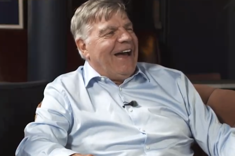 Photo showing Sam Allardyce laughing on the podcast