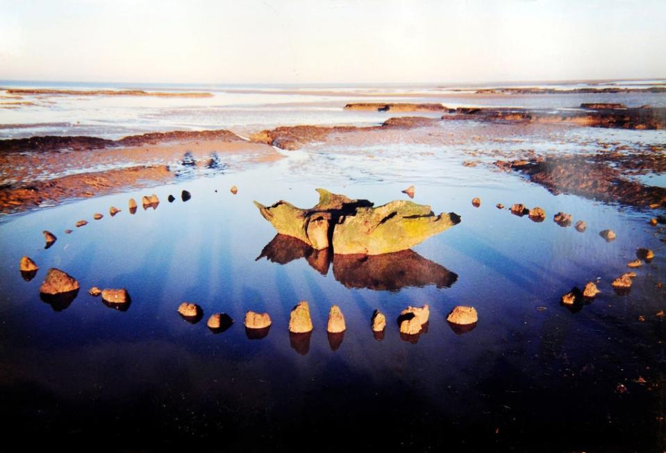 Wendy George’s photo of Seahenge which was discovered on Holme Beach.