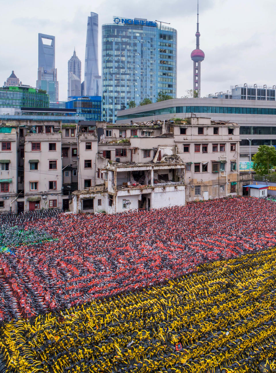 <p>A huge collection of abandoned bikes in Shanghai, China.(Photo: <span>Mathias Guillin</span>/Caters News) </p>