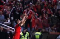 Benfica's Rodrigo Lima celebrates his goal against Juventus during their Europa League semi-final first leg soccer match at Luz stadium in Lisbon April 24, 2014. REUTERS/Rafael Marchante