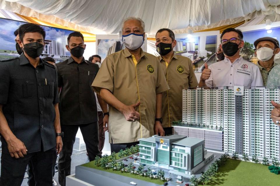 Prime Minister Datuk Seri Ismail Sabri Yaakob attends the groundbreaking ceremony for Football Association of Malaysia's new headquarters in Putrajaya on January 17, 2022. — Picture by Firdaus Latif