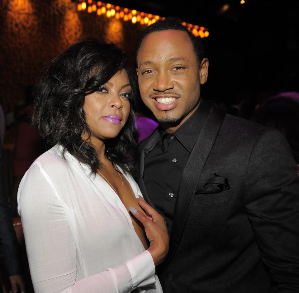 Taraji P. Henson, left, and Terrence Jenkins, cast members in "Think Like A Man Too," pose together at the post-premiere party for the film on Monday, June 9, 2014 in West Hollywood, Calif. (Photo by Chris Pizzello/Invision/AP)