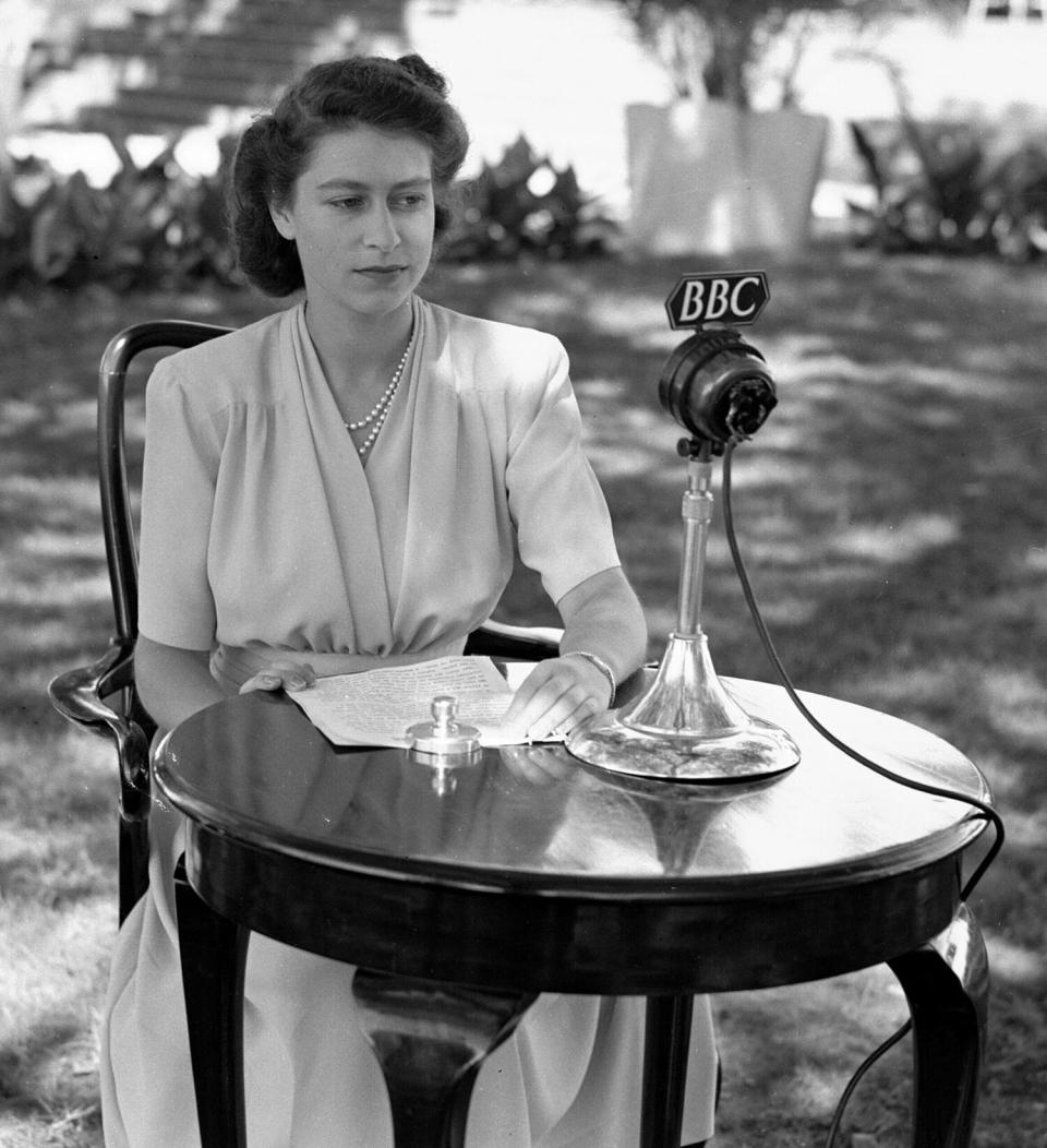 Princess Elizabeth, later Queen Elizabeth II, poses in front of a microphone to make a 21st Birthday speech, April 21, 1947, which she made from Cape Town, South Africa. Queen Elizabeth II will mark 70 years on the throne, an unprecedented reign that has made her a symbol of stability as the United Kingdom navigated an age of uncertainty Britain Queen Platinum Jubilee, Cape Town, South Africa - 21 Apr 1947