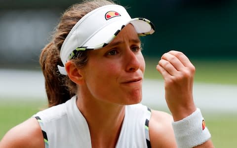 Konta had no answer to Barbora Strycova on Centre Court - Credit: AFP