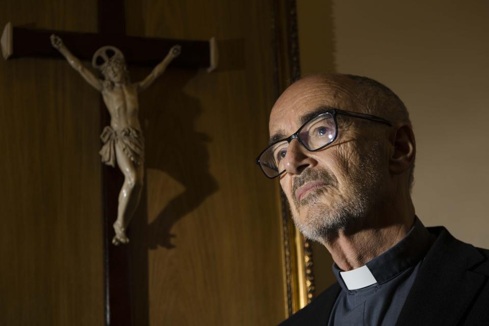 In this photo taken Friday, Sept. 27, 2019, Michael Czerny, one of the 13 newest cardinals who will be elevated during a formal ceremony at the Vatican on Saturday, Oct. 5, 2019, poses for portraits during an interview with The Associated Press at The Vatican. Czerny is among 13 men Pope Francis admires, resembles and has chosen to honor as the 13 newest cardinals who will be elevated at a formal ceremony, Saturday, Oct. 5, 2019. (AP Photo/Domenico Stinellis)