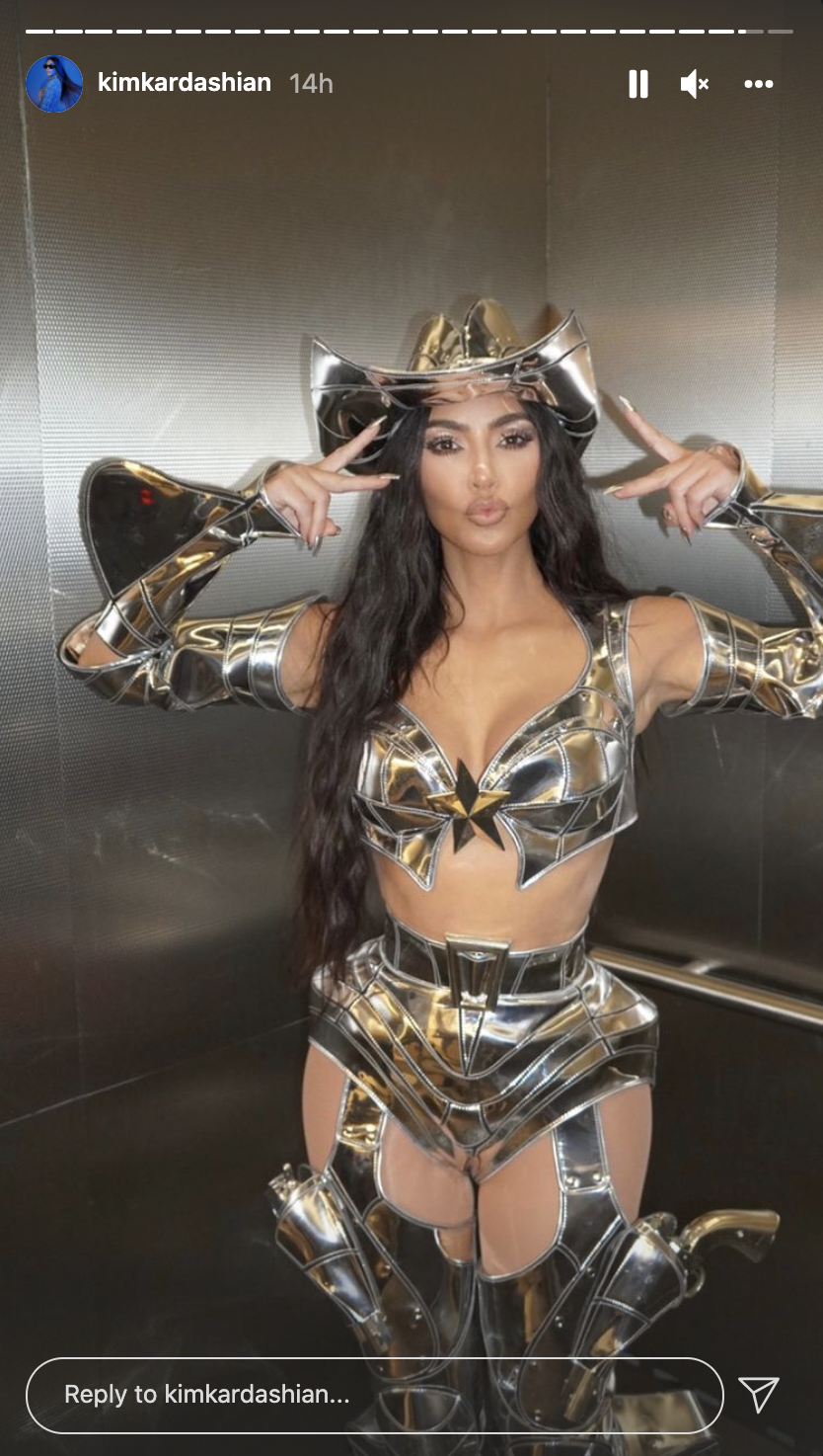 Kim Kardashian Dressed as a "CowBot" for Halloween