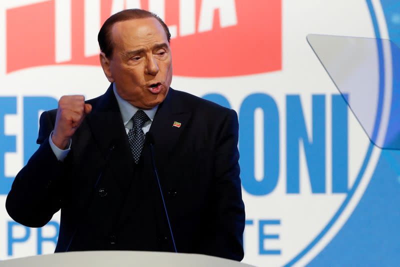 FILE PHOTO: Former Italian PM Berlusconi attends a rally in Rome