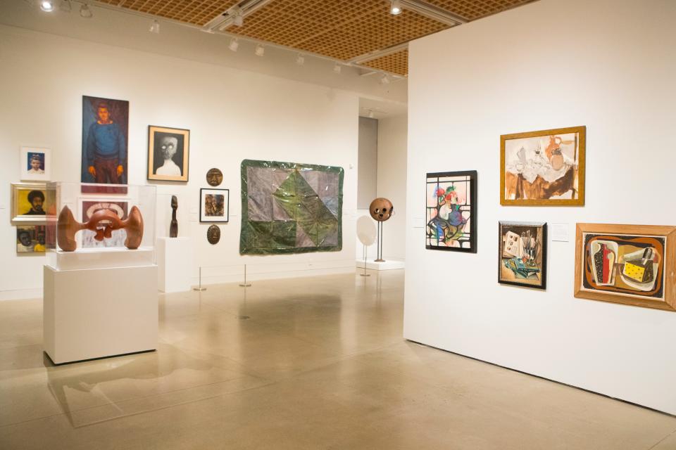 Works on display at the Afro-American Images 1971: The Vision of Percy Ricks show at the Delaware Museum of Art.