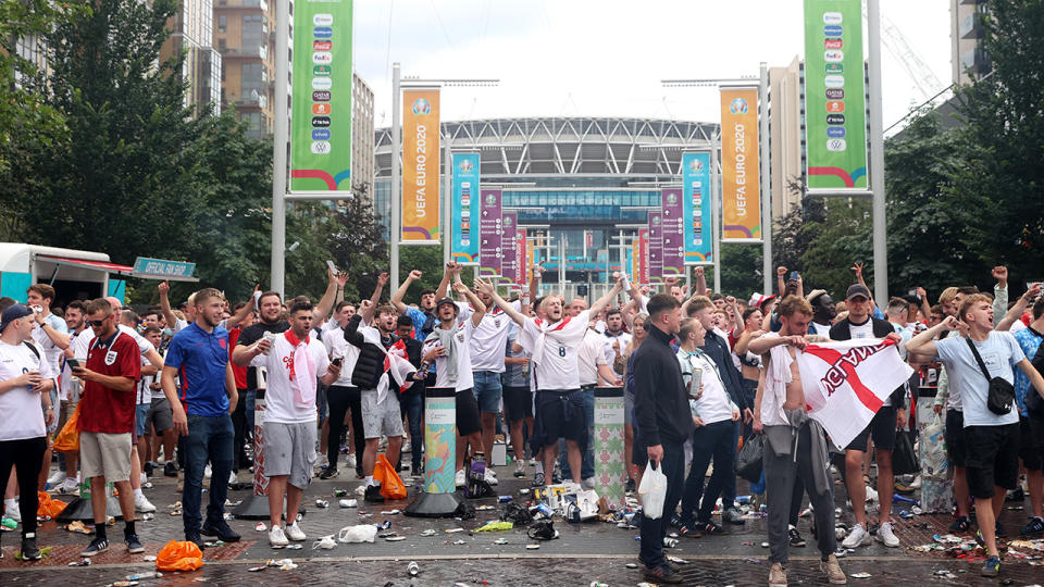 Wembley Stadium was rushed by roughly 2500 fans just prior to the start of the Euro 2020 final between England and Italy. (Photo by Alex Pantling/Getty Images)