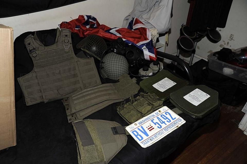 Body armor and helmets found inside the Clark home.&nbsp; (Photo: U.S. Attorney's Office)