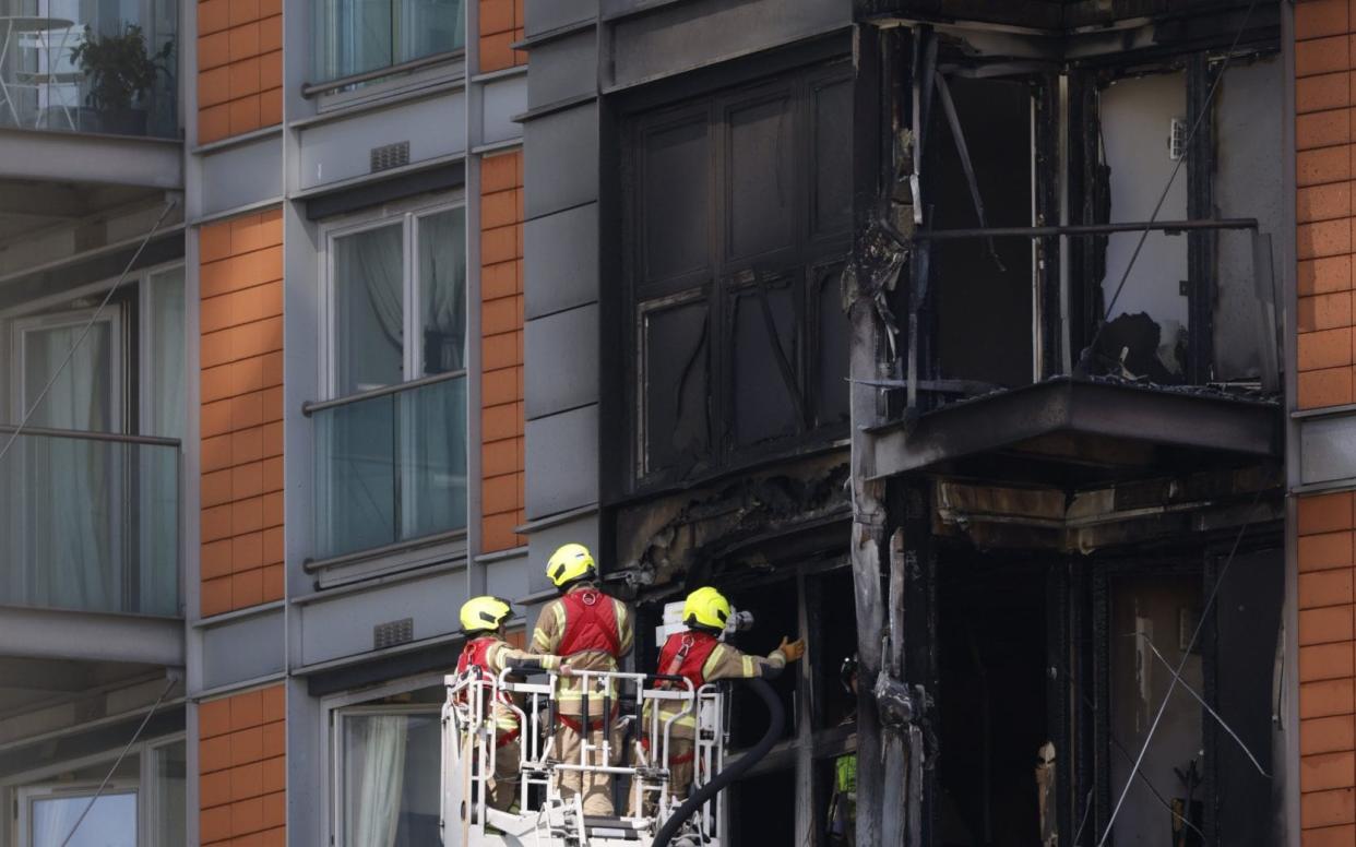 Fire damage to New Providence Wharf in Poplar - Jamie Lorriman