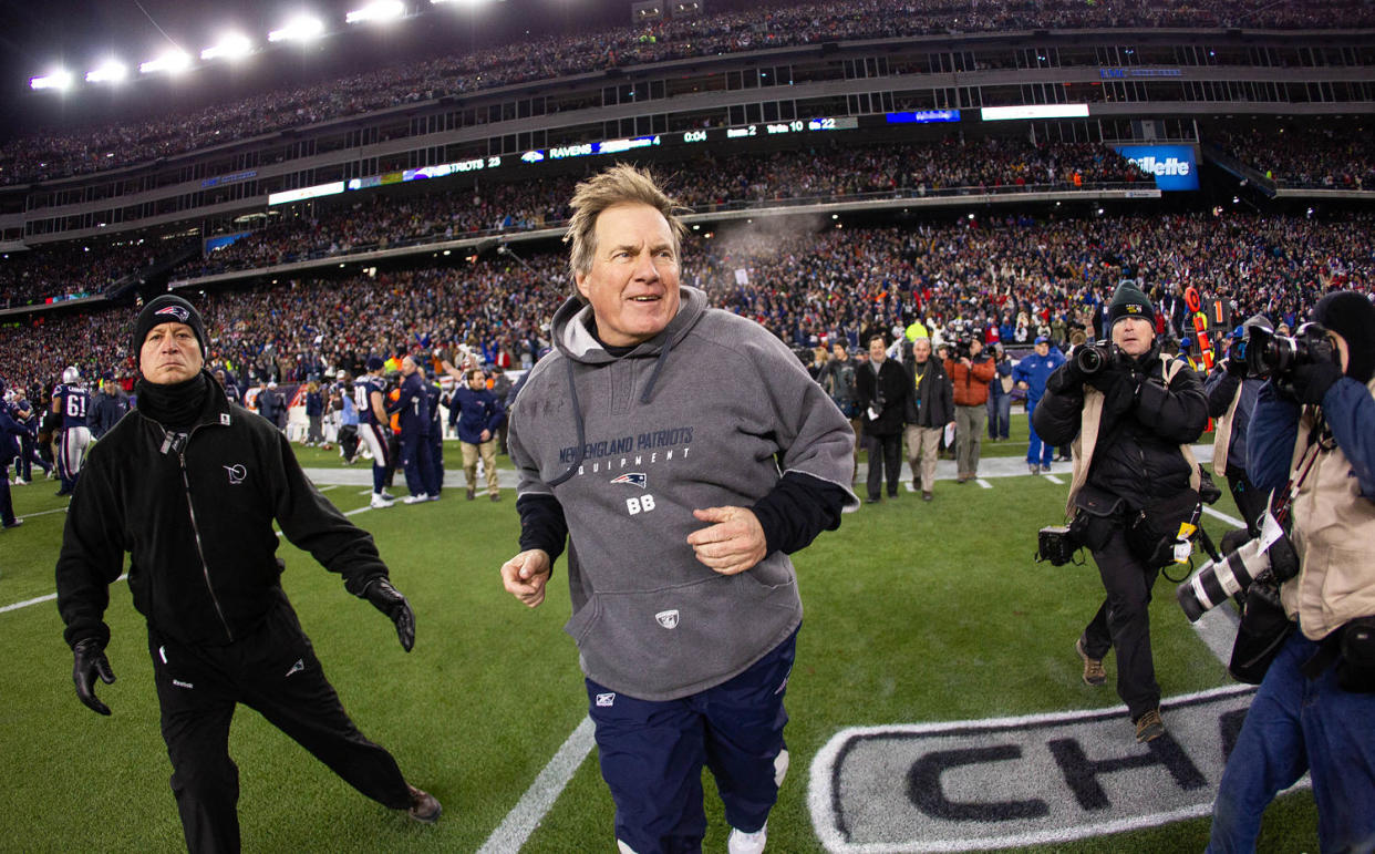 Bill Belichick at AFC Championship Game in 2012. (Simon M Bruty / Getty Images)
