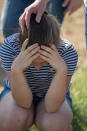 <p>Staff and students comfort each other outside Noblesville West Middle School after a shooting at the school on May 25, 2018 in Noblesville, Ind. (Photo: Kevin Moloney/Getty Images) </p>