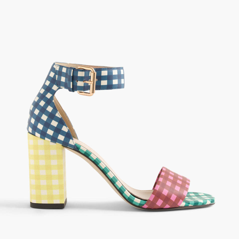 High-Heel Sandals In Mixed Gingham