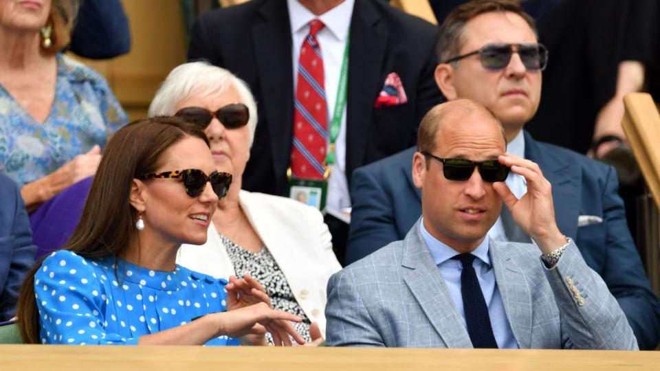 Mandatory Credit: Photo by James Veysey/Shutterstock (13012868ak) Catherine Duchess of Cambridge and Prince William in the Royal Box on Centre Court Wimbledon Tennis Championships, Day 9, The All England Lawn Tennis and Croquet Club, London, UK - 05 Jul 2022