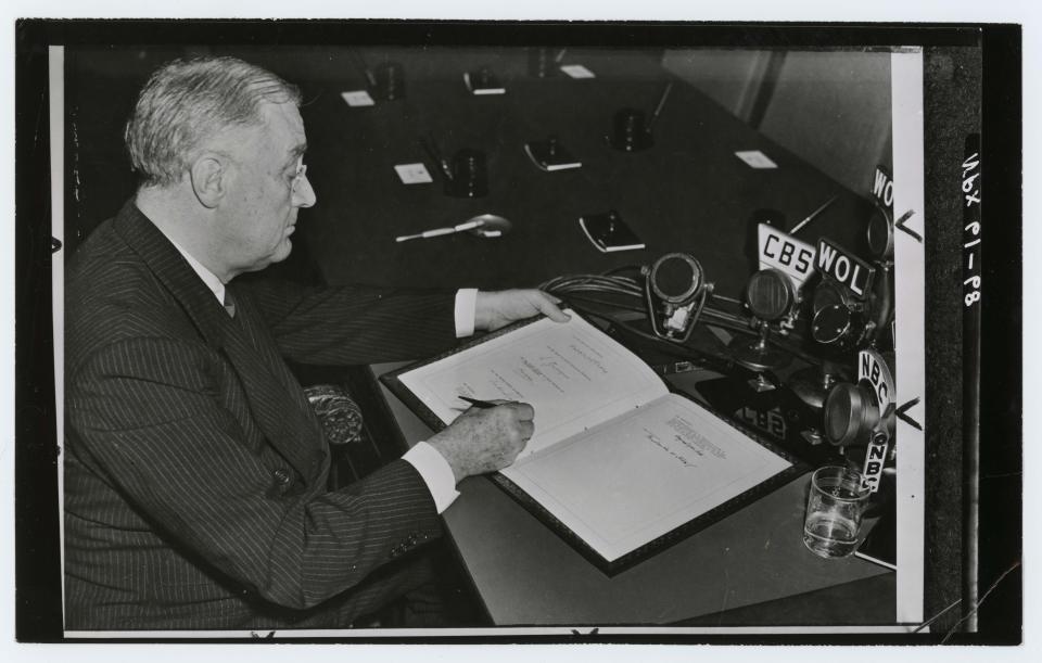 An image of Franklin Roosevelt in Washington, D.C., on Nov. 9, 1943, used in PBS' "The U.S. and the Holocaust."