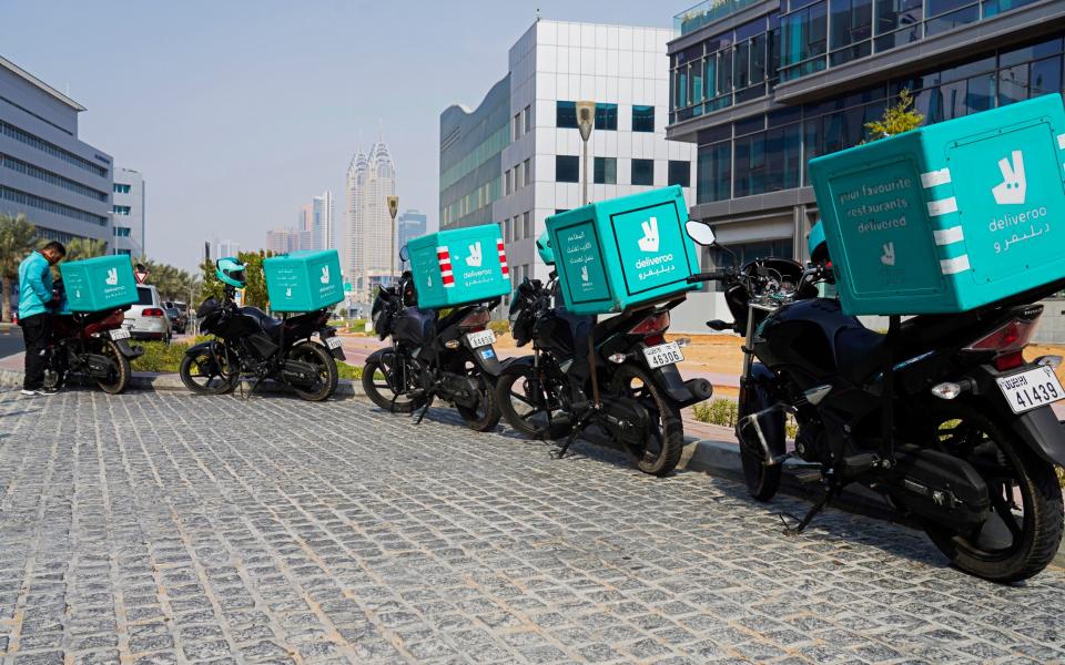 Deliveroo bikes in Dubai - AP