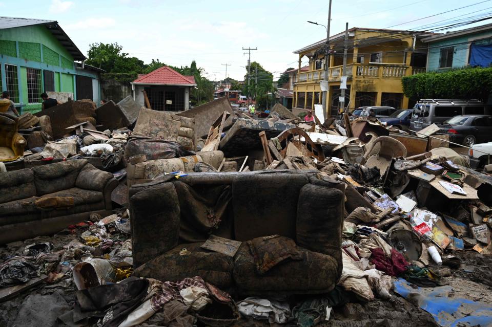 View of damages caused by the passage of Hurricane Eta in the municipality of Villanueva, department of Cortes, Honduras, on November 7, 2020.