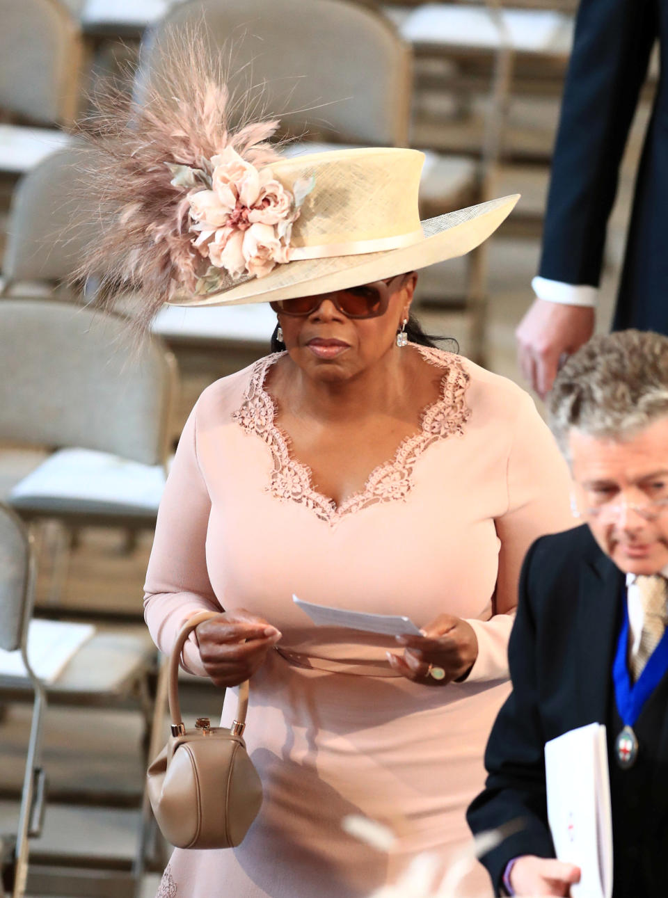 Oprah Winfrey arrives in St George's Chapel at Windsor Castle for the wedding of Prince Harry and Meghan Markle.  Saturday May 19, 2018.  Danny Lawson/Pool via REUTERS