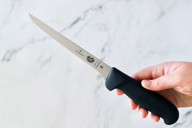 <p>Serious Eats / Ashlee Redger</p> We liked the rounded, grippy handle on the Victorinox boning knife.