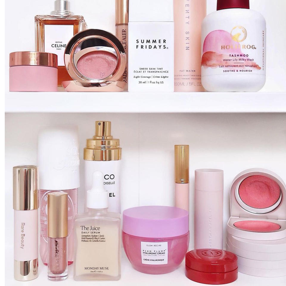 1. Color-coord a makeup shelfie