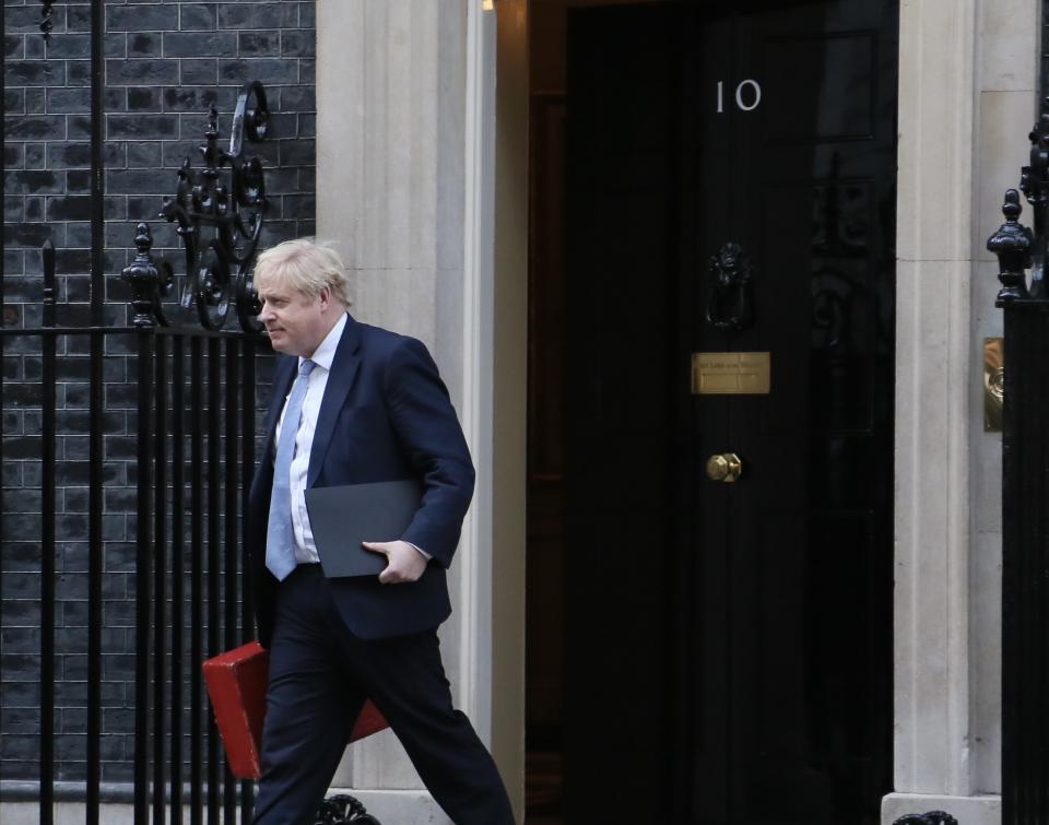 LONDON, UNITED KINGDOM - JANUARY 31: British Prime Minister Boris Johnson leaves No:10 Downing Street to make a speech in the British parliament in London, United Kingdom on January 31, 2022. (Photo by Rasid Necati Aslim/Anadolu Agency via Getty Images)