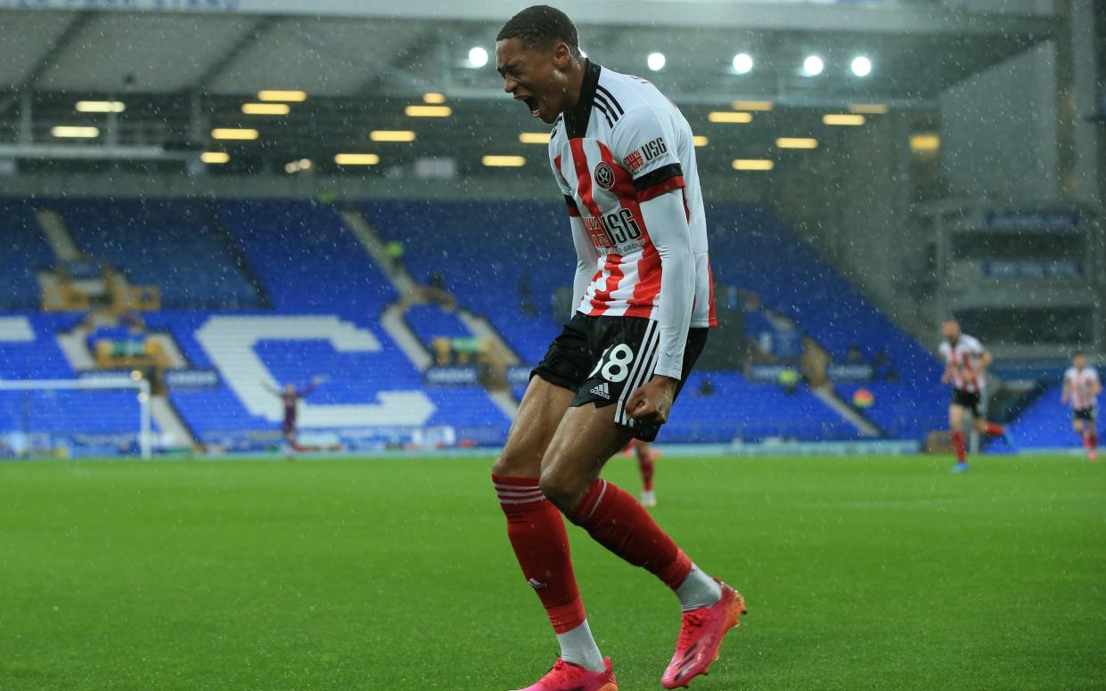 Daniel Jebbison celebrates after scoring early on - NMC POOL