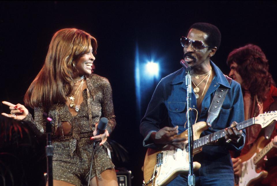 Ike and Tina Turner performing with the Ike And Tina Turner Revue on the American TV music show, 'Don Kirshner's Rock Concert', recorded in Los Angeles, California and aired on 12th March 1976.