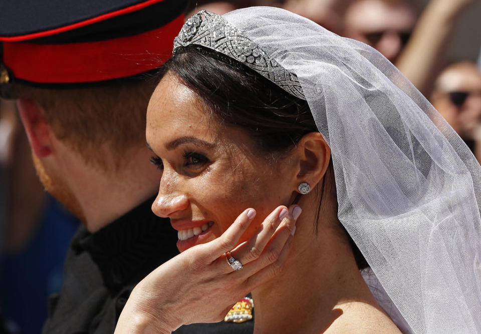 <p>Markle opted for a classic, understated mani for her big day — making sure not to break tradition. (Photo: Getty Images) </p>