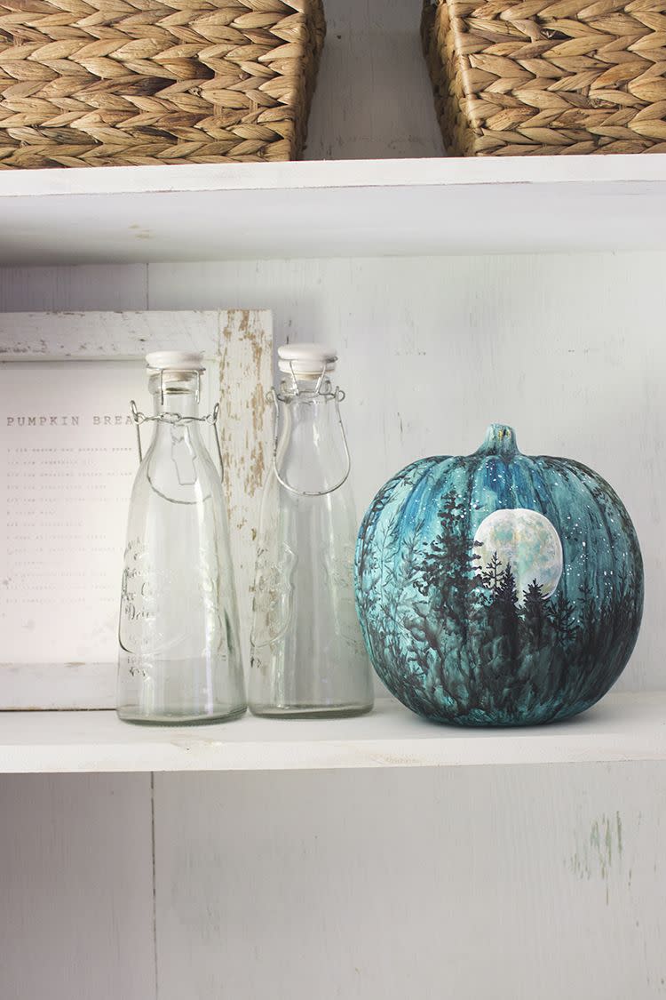 DIY Watercolor Night Sky Pumpkin