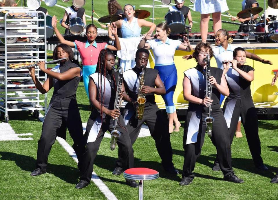 The Dreher High School marching band performs earlier this school year. Dreher was named the best high school marching band in the Midlands by a State readers’ poll.