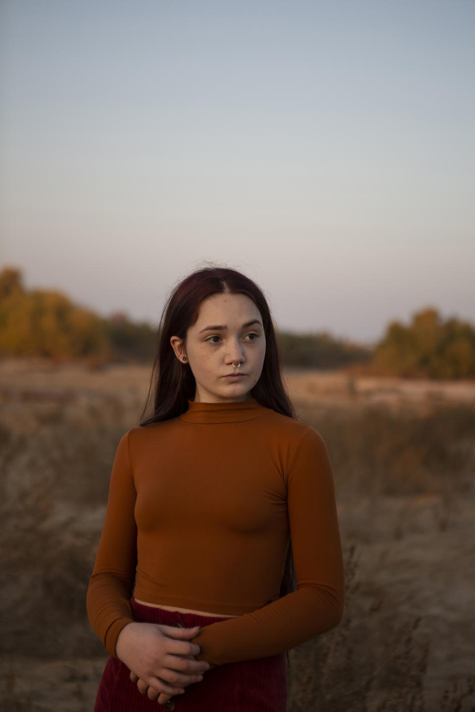 Serena Fleites, de 19 años, en Bakersfield, California, el 1.° de diciembre de 2020. (Rachel Bujalski/The New York Times).