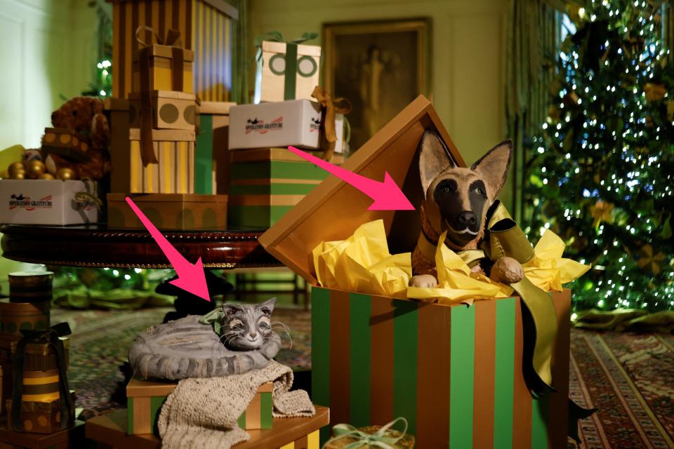 White House pets Willow and Commander featured in the 2022 White House Christmas decorations