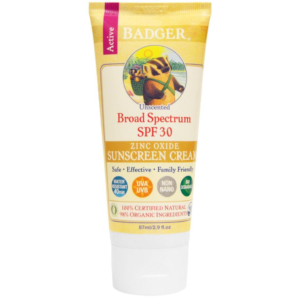 Badger Active Unscented Sunscreen Cream SPF 30