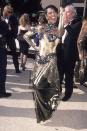 <p>The "Night Court" actor appeared in a shimmering, golden metallic dress, and showed it off enthusiastically.</p>