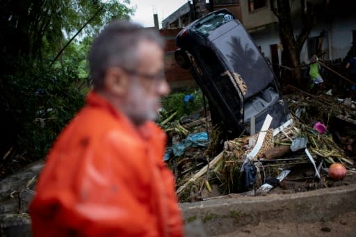 View of damaged cars following heavy rains during the weekend, in Taquara neighbourhood, in the suburbs of Rio de Janeiro, Brazil, on March 2, 2020