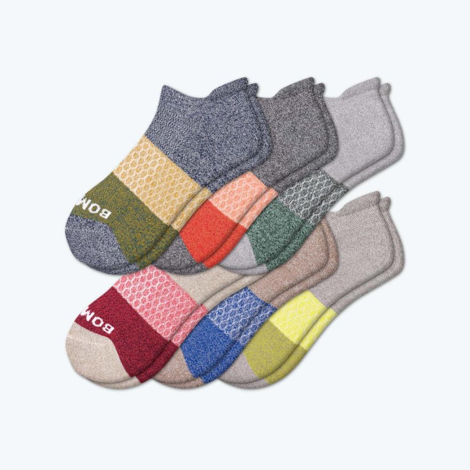 Men's tri-block marl ankle sock 6-pack, bombas socks review, best socks for men