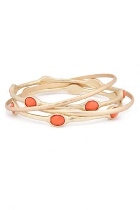 Gold and Coral Bangle 