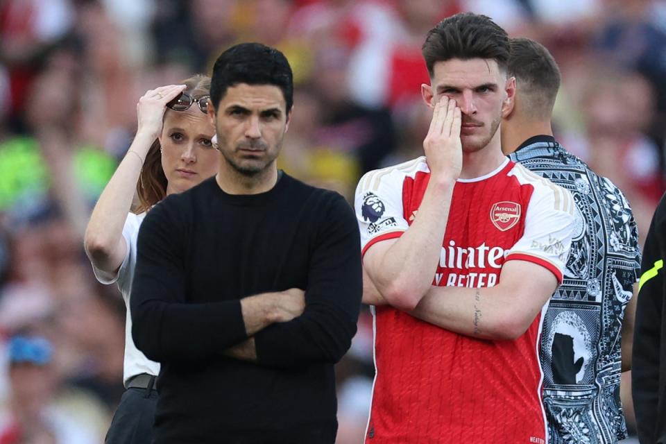 Mikel Arteta’s side finished second behind Man City once again (AFP via Getty Images)