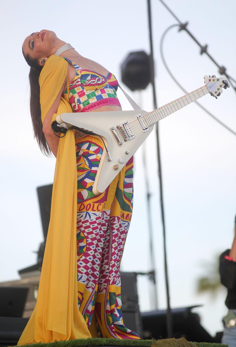 Sofi Tukker performs Saturday at the Coachella Valley Music and Arts Festival at the Empire Polo Club in Indio.