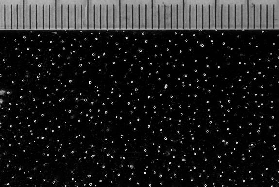 Trapped atmospheric air bubbles in an Antarctic ice core. These samples of ancient air provide direct evidence of past atmospheric composition.