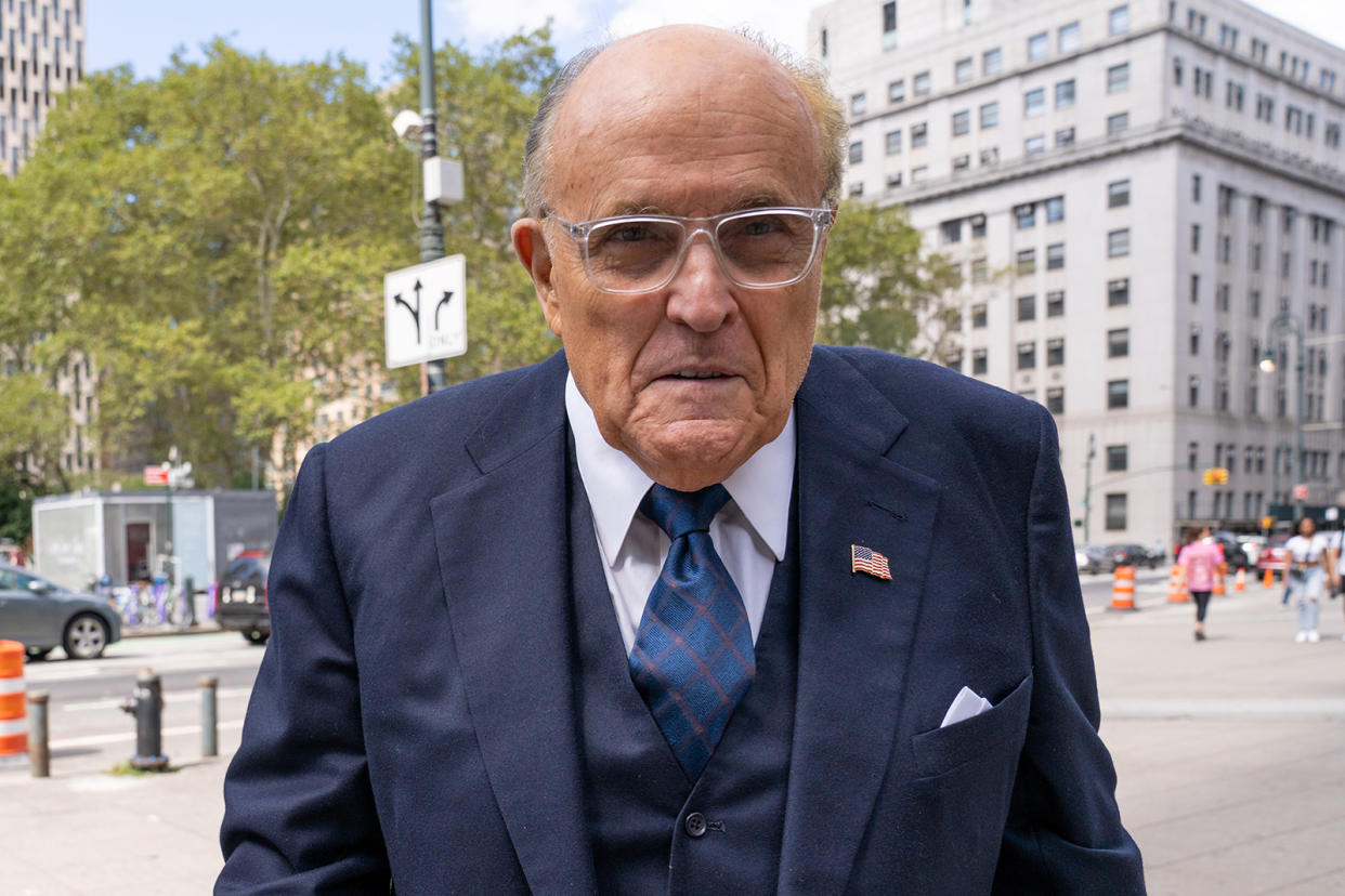 Rudy Giuliani is seen here arriving at the Courthouse located at 60 Centre Street in Manhattan on Thursday, Sept. 8, 2022. (Theodore Parisienne/New York Daily News/Tribune News Service via Getty Images)