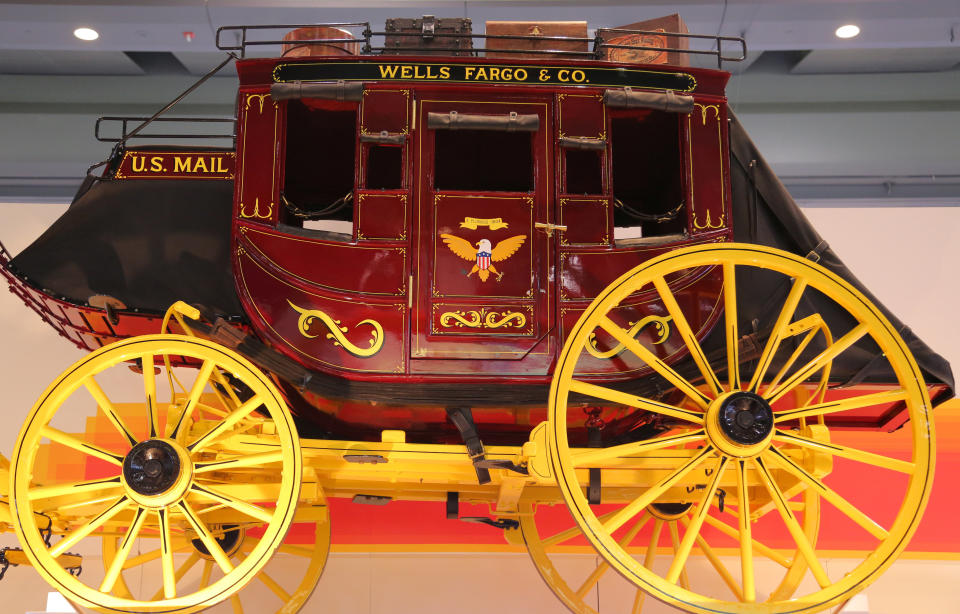 A Wells Fargo stagecoach is seen at the SIBOS banking and financial conference in Toronto, Ontario, Canada October 19, 2017. Picture taken October 19, 2017. REUTERS/Chris Helgren