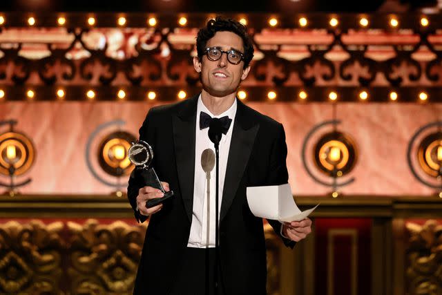 <p>Theo Wargo/Getty</p> Justin Peck wins best choreography for "Illinoise" on June 16, 2024