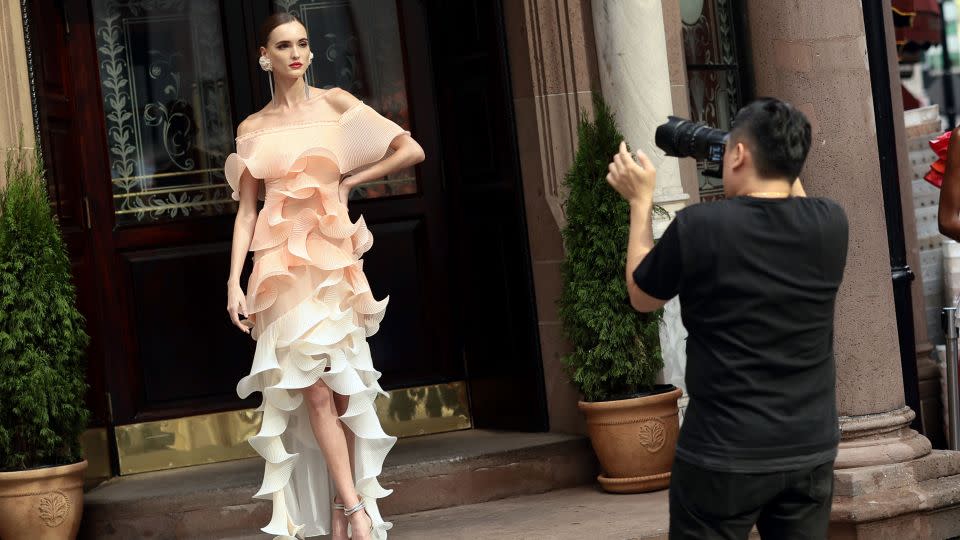 Celebrating 35 years in business, Mark Badgley and James Mischka presented an elegant collection of high-end gowns at downtown destination Delmonico's. The clothes spoke of Badgley Mischka's history but also the timeless glamour of its aesthetic. - Dimitrios Kambouris/Getty Images