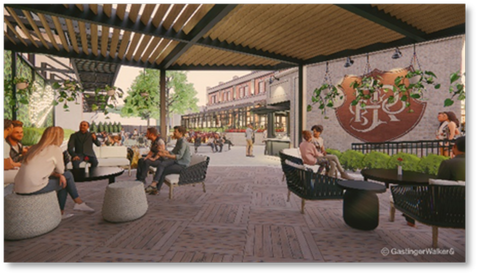 A rendering of the patio at the new Electric Park Garden Bar.